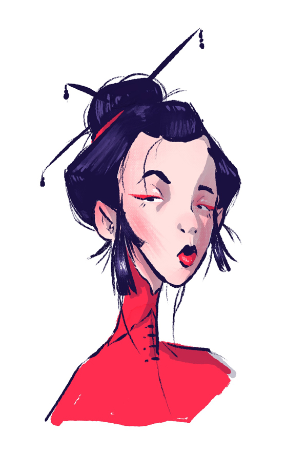 dessin d'une femme asiatique.